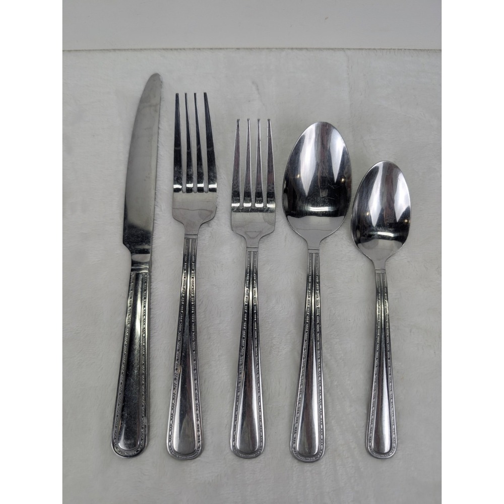 Pfaltzgraff 18/0 Flatware Lot Of Stainless Steel Forks Knives Spoon Dotted